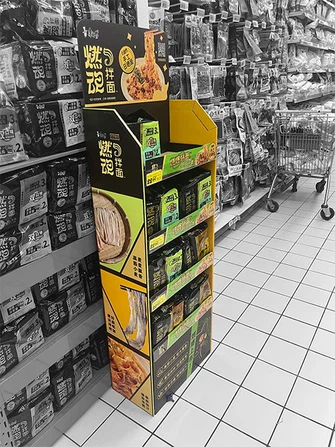 Cardboard display stand for noodles retail